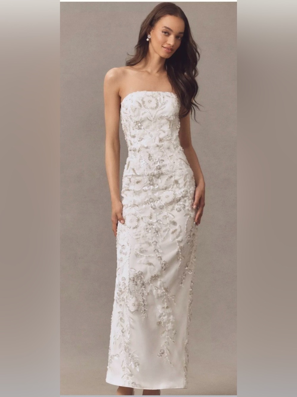Milly Magnolia Strapless Beaded Sequin Maxi Dress